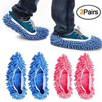 ChaseFans Microfiber Dusting Slippers 4 Pcs(2 Pairs),Washable Dust Mop Slippers Shoes Cover,Reusable Cleaning Socks for Office,Kitchen,House Cleaning (Random Color) (style1)
