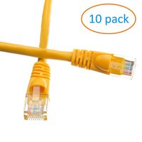 Kenuco CAT5e UTP Booted Ethernet Patch Cable | Yellow | 1ft | Pack of 10