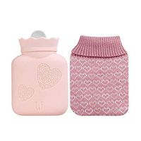 DSWRSD Mini Hot Water Bag with Super Soft Luxury Cover | Silicone Hot Water Bottle | Heatable Hand Warmers |Heat Or Cold Therapy (Color : Pink)