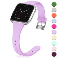 Hamile for Fitbit Versa/Versa 2/SE/Lite Bands, Slim Soft Silicone Wristbands Fitness Straps Replacement Belt for Fitbit Versa Lite Edition Fitness Smart Watch Band, Women Men Kids, Large (Lavender)