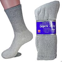 LM® 12 Pairs Diabetic Crew Socks Unisex 9-11, 10-13, 13-15 Black Grey White (13-15, Gray)