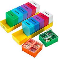 7 Day Pill Organizer - (Pack of 2) Daily Pill Planner Detachable Case with 4 Compartments Pills & Vitamins Holder for Each Day of The Week, Travel Medication Reminder, Morning, Afternoon, Evening, Bed