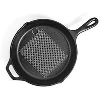 Chainmail Scrubber,Maserfaliw 8 x 8 inches 316 Stainless Steel Chainmail Scrubber for Cast Iron Pan Cookware - Silver, Can Be Carried At Home Or On The Go.