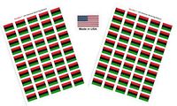 Made in USA! 100 Country Flag 1.5" x 1" Self Adhesive World Flag Scrapbook Stickers, Two Sheets of 50 Decal Stickers, 100 Sticker Flags Total (Afro American)