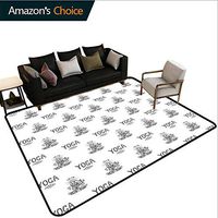 Contemporary Area Rug Large, Girl in Lotus Pose with Meditating Design Element Floral Pattern Culture, Easy Maintenance Area Rug Living Room Bedroom Carpet(2.5'x 9')