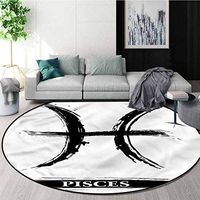 RUGSMAT Zodiac Pisces Computer Chair Floor Mat,Simple Ink Splatter Non-Skid Bath Mat Living Room/Bedroom Carpet Diameter-35