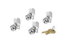 Disc Tumbler Cam Lock 4 Pack with 5/8" Cylinder and Chrome Finish, Keyed Alike