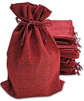 50 Red Burlap Bags with Drawstring, 7x10 Inch Gift Bag Bulk Pack for Mugs, Mason Jars, Wedding Party Favors, Jewelry and Treat Pouches