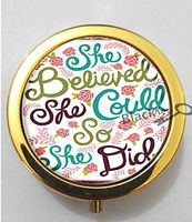 BlackKey She Believed She Could So She Did 3-Compartment Decorative Pocket Gift Box Case Organizer for Pill, Color 2-83