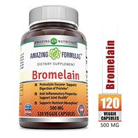 Amazing Formulas Bromelain-500 mg,2400 GDU-120 Veggie Capsules - (Non-GMO, Gluten Free) Proteolytic Enzymes-Supports Dijestion of Proteins-Anti-Inflammatory Properties-Supports Nutrient Absorption