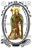 St Roch Patron Saint of Dogs 4"x6" Set of 6 Linen Postcards
