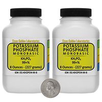 Potassium Phosphate Monobasic [KH2PO4] 99+% Fine Crystals 1 Lb in Two Space-Saver Bottles USA