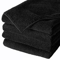 6 Black Microfiber Towels New Cleaning Cloths Bulk 16x16 Manufacturers Sale
