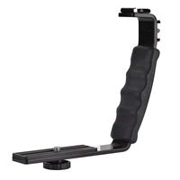 Camera Flash L-Bracket,Aluminium Alloy Dual Hot Shoes 1/4" thread Holder Mount,Adapter Mount DV Microphone LED Light Ideal for Photography Lovers