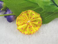 50pcs Polyester with a Ribbon Plus Point 1.5"Flower Appliques Bow (Yellow)