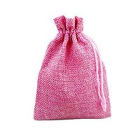 LKXHarleya 50PCS Burlap Gift Bag with Drawstring, Small Burlap Hessian Party Favor Bags, Jewelry Pouches Candy Treat Jute Bag for Wedding Party DIY Craft and Christmas, 6inch X 8inch, Pink