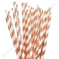 Illume Partyware Rose Gold Stripe Straws, Disposable, 25 Count, 19.5 cm for Birthday Party, Kids Party and Princess Party