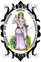 Goddess Hera Gift of Marriage and Motherhood 4"x6" Set of 6 Linen Postcards