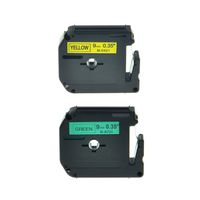NineLeaf 2PK Black on Yellow MK621 Black on Green MK721 9mm 8m Label Tape Compatible for Brother M-K621 M621 M-K721 M721 P-Touch PT-70 PT-65 PT-80 Printer