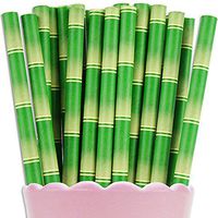Free DHL 500 pcs Green Bamboo Paper Straws Bulk, Kids Panda Jungle Garden Tree Woodland Rustic Paper Drinking Straws for Party, Birthday, Wedding, Picnic, BBQ, Luau Hawaiian Beach Mason Jar Straws