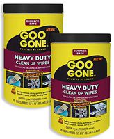 Goo Gone - Heavy Duty Clean-Up Wipes - 70 Wipes - 2 Pack - Removes Adhesives and Grime From Dirty Hands, Surfaces, Wood, Plastics, Stone and More
