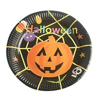 Gbell Halloween Party Supplies Plates 10Pcs /Pack, Disposable Paper Dishes Halloween Party Restaurant Bar Supplies for Kids Adults,17.5 cm (D)