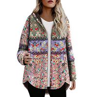 Kauneus Women's Winter Thicken Puffer Coat Oversized Cardigan Coat Vintage Print Winter Warm Fashion Outerwear Pink