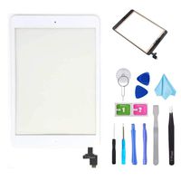 T Phael White Digitizer Repair Kit for iPad Mini 1&2 A1432 A1489 Touch Screen Digitizer Replacement with IC Chip + Home Button + Tools + Pre-Installed Adhesive