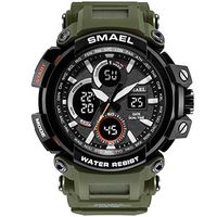 Psalmtrading SMAEL Multi-Function Men’s/Women's Sports Analog Quartz Dual Display Waterproof Watches LED Backlight 1708 (Army Green)