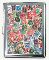 Stamps Collection Cigarette Case bulit in Lighter Wallet Card holder
