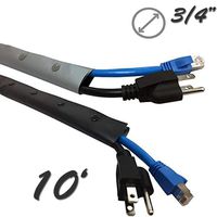 3/4" Flexible Side Entry Cable Sleeve Wrap Cover with Snap Button Fastener - Reversible Silver (Gray) / Black - 10FT