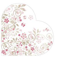 Heart-Shape Paper Napkins Butterflies Garden 24 Pcs