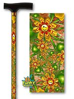 Adjustable Stylish T Handle Aluminum Walking Cane Self Adjusting Smiley Face Flowers