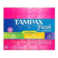 Tampax Carboard Applicator Tampons, Multipack (Lite/Regular/Super), Scented, 36 Count