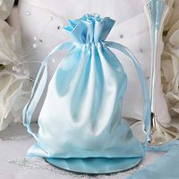 Tableclothsfactory 12PCS Baby Blue Satin Gift Bag Drawstring Pouch Wedding Favors Bridal Shower Jewelry Bags - 5"x7"