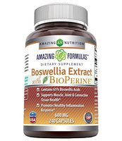 Amazing Formulas Boswellia Extract with Bioperine- 600mg (Standardized to 65% Boswellic Acids), Capsules - Contains 65% Boswellic Acids, Supports Muscle, Joint & Connective Tissue Health (240 Count)