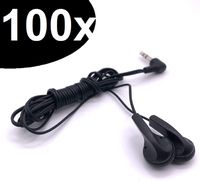 Bulk Earphones Earbuds Headphones Wholesale Lot Inexpensive Disposable Replacement for Kids Individually Bagged for School Classroom Students (100 Pack, Black)