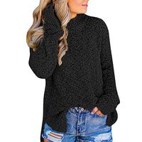 KaiCran Fashion Women's Fall Winter Blouse Long Sleeve Side Split Loose Casual Pullover Tunic Tops (Black, XL)