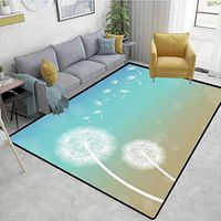 Bigdatastore Dandelion Vegetables Area Rug Boys Room, Blowball Flowers on Wind Blossoming Nature Outdoors Symbol of Growth, Easy Maintenance Area Rug Living Room Bedroom Carpet(2.5'x 7')