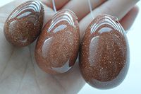 Red Goldstone Yoni Eggs Set of 3 Massage Stones for Women Vagina Healing Kegel Exercise