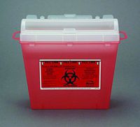 Bemis Sentinel Sharps Container, 1-Piece 10 H X 11 L X 5-1/4 W Inch 5 Quart Translucent Red Horizontal Entry Lid, 175030 - Sold by: Pack of One