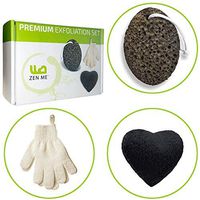 Premium 3 in 1 Body Scrub Set - Pumice Stone for Corns and Callus, Exfoliating Gloves for Body, Konjac Sponge Charcoal Face Scrubber for Smooth Skin from Head to Toe