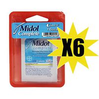 Uni's Midol 6PK (2 Caplets Per Pack) Perfect for Travel and On-The-Go! Relief from Menstrual Cramps, Backache, Muscle Aches, Headache, Bloating, Water-Weight Gain, and Fatigue