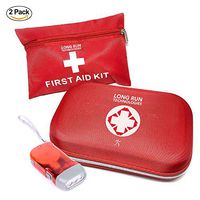 First Aid Kit: for Car Business Travel Home Office Camping Hiking Boat Mini All Purpose First-Aid Supplies Vehicle Survival Emergency Response Compact Scissors Tweezers Bandages Gauze Tape 2-Pack