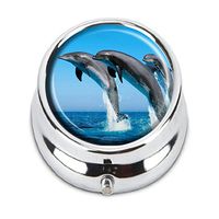 Guojew Dolphin Jumping Custom Fashion Round Pill Box Tablet Holder Pocket Purse Organizer Case Decoration Box