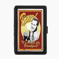 Perfection In Style Black Color Metal Cigarette Case D-256 Beer It's Whats for Breakfast
