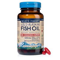 Wiley’s Finest Cholesterol Support, Natural 800mg Plant Sterol Esters, 530mg EPA + DHA Omega-3s, Wild-Caught Alaskan Fish Oil, 120 Softgels