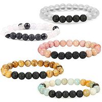 EuTengHao 5Pcs Lava Rock Stone Bead Bracelets Crystal Aromatherapy Diffuser Natural Stone Bracelet Essential Oil Bracelet Diffuser Yoga Beads Bracelets for Women and Men (5 Styles)