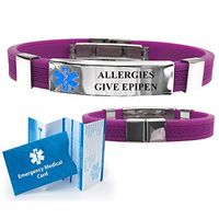 "Allergies Give EPIPEN" Designer Medical Alert ID Bracelet. Choose Color!