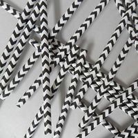 Aardvark Black Chevron Striped Paper Drinking Straws (Qty of 100 - Made in USA)